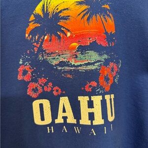 Oahu Hawaii Graphic Blue Hoodie